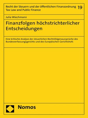 cover image of Finanzfolgen höchstrichterlicher Entscheidungen
